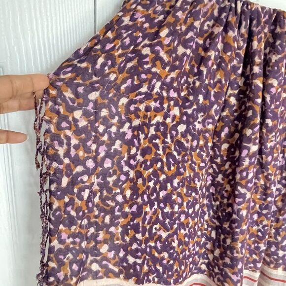 Women Viscose Fringed Scarf 68x26 In Multicolored - Picture 11 of 11